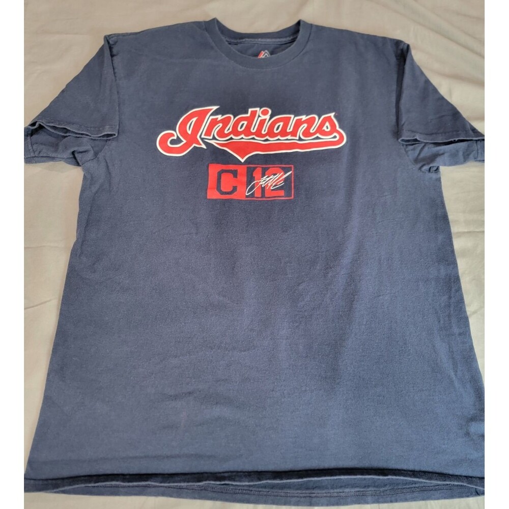 MLB vintage Cleveland Indians navy blue t-shirt Large # Francisco Lindor